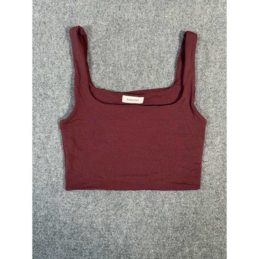 Aritzia Babaton Contour Squareneck Tank Top Women's S Burgundy Cropped Shirt